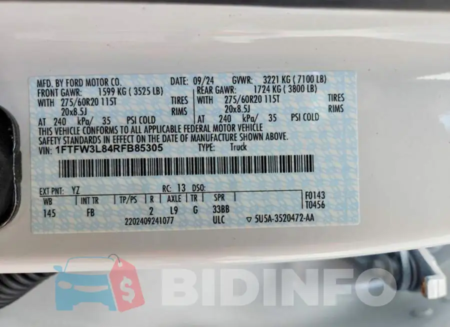 1FTFW3L84RFB85305 Photo# 13