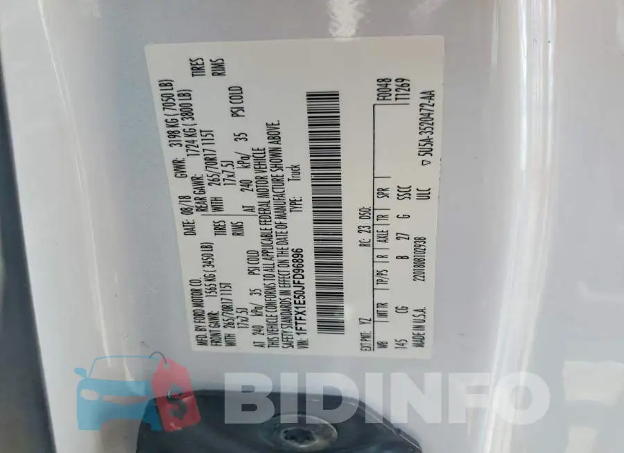 1FTFX1E50JFD96896 Photo# 12