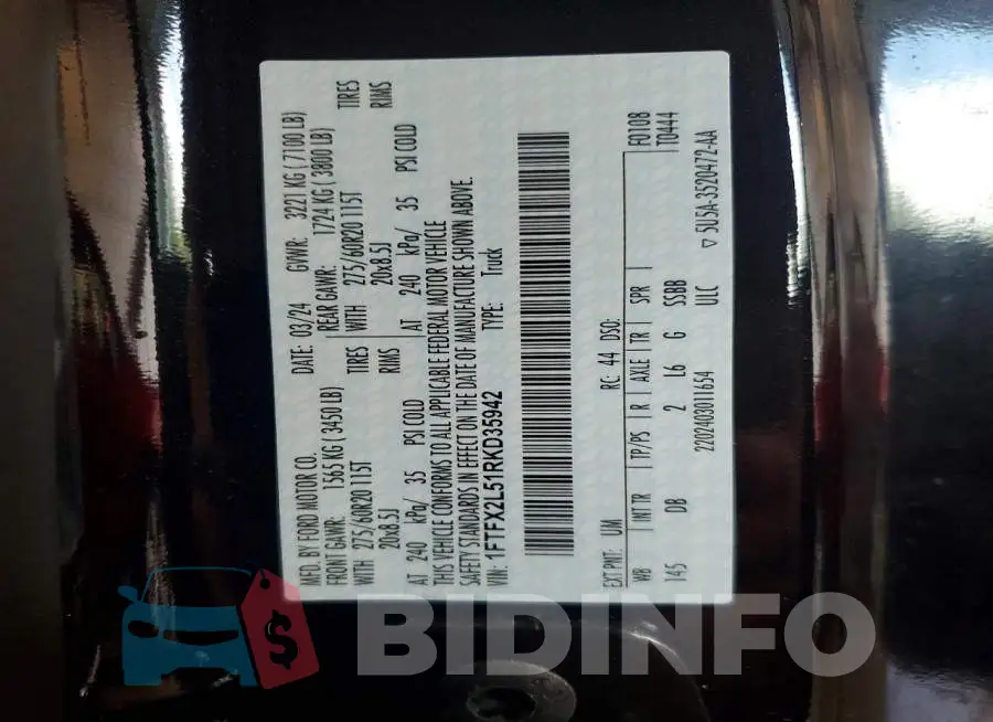1FTFX2L51RKD35942 Photo# 13
