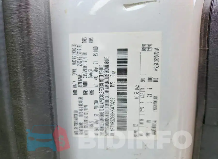 1FTYR2ZG5HKA73255 Photo# 13
