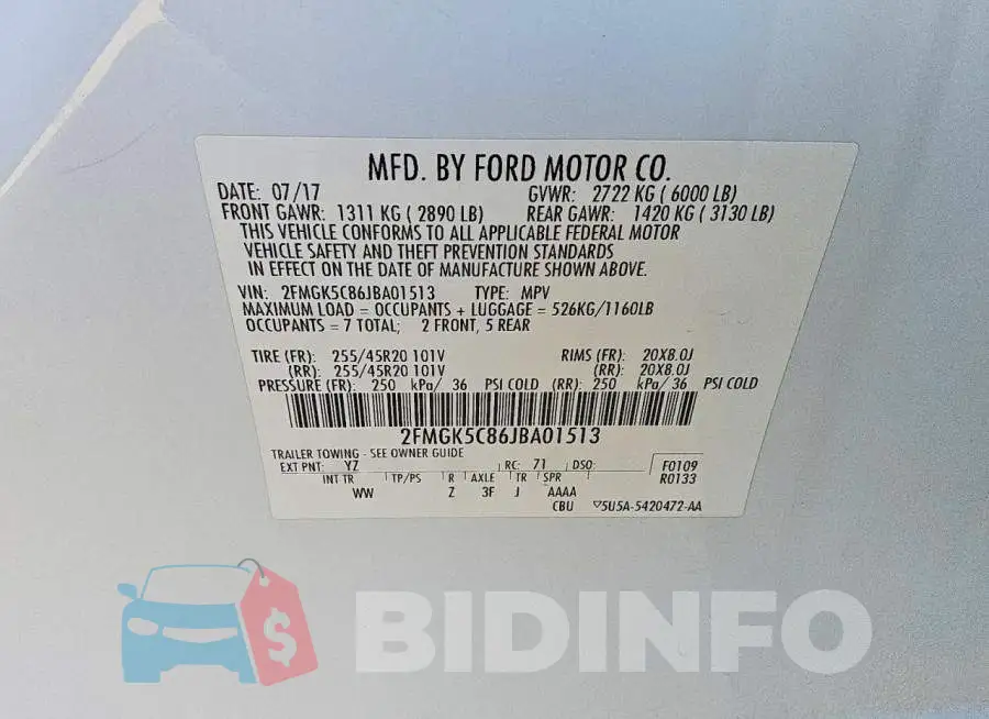 2FMGK5C86JBA01513 Photo# 13