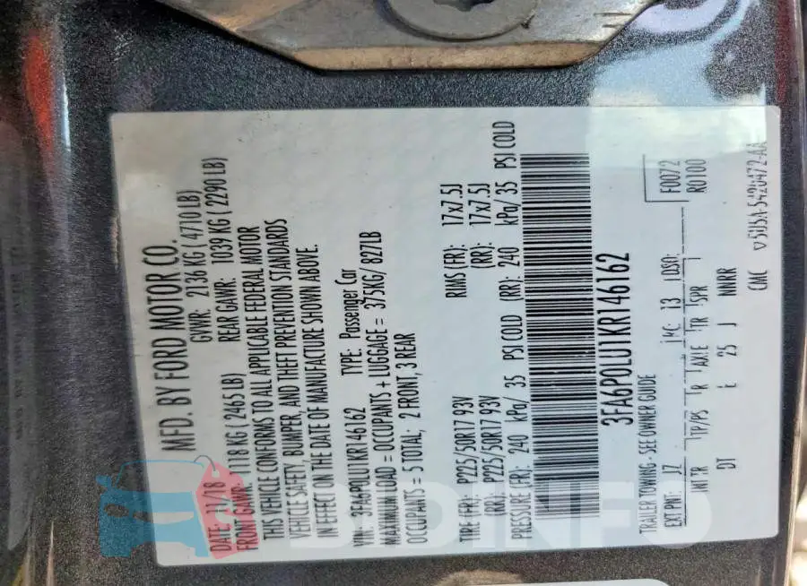 3FA6P0LU1KR146162 Photo# 12