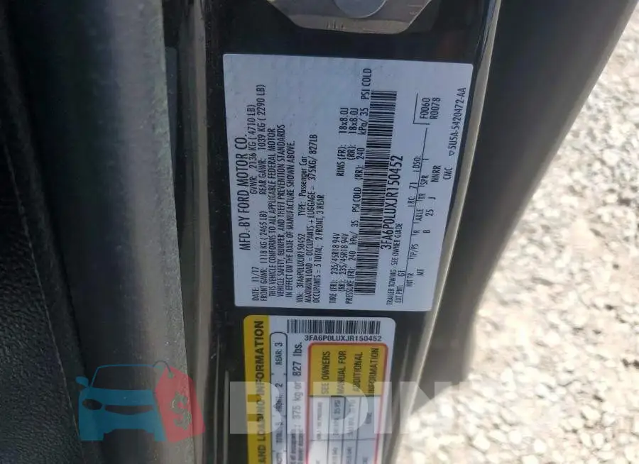 3FA6P0LUXJR150452 Photo# 12