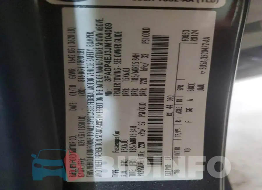 3FADP4EJ3JM104069 Photo# 13