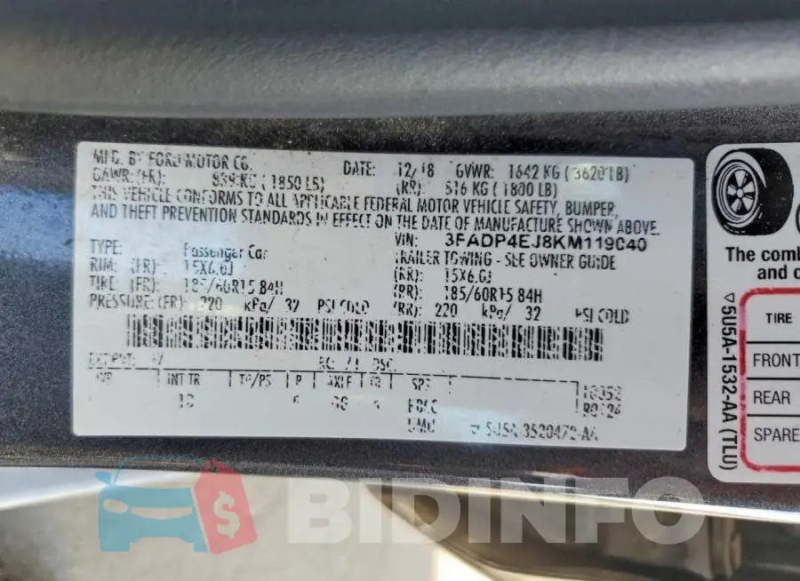 3FADP4EJ8KM119040 Photo# 12