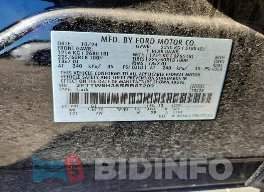 3FTTW8H36RRB67209 Photo# 12