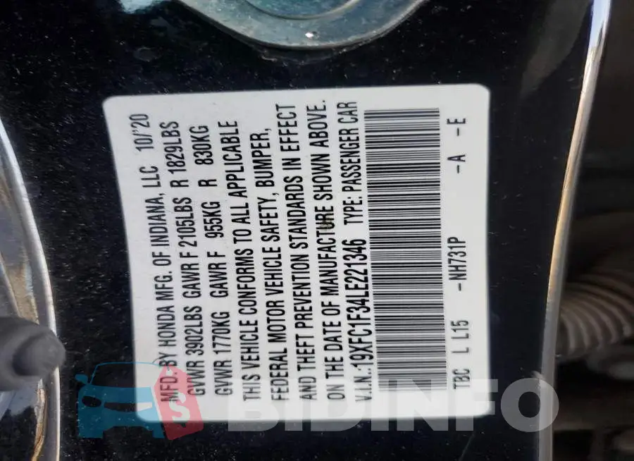 19XFC1F34LE221346 Photo# 12