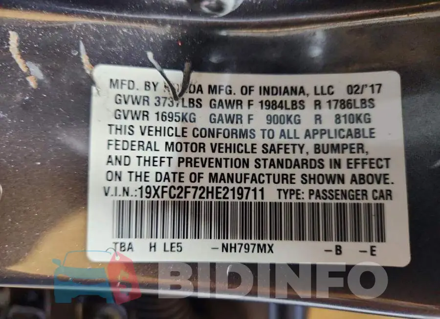 19XFC2F72HE219711 Photo# 13