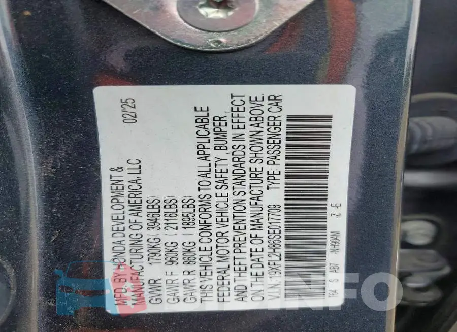 19XFL2H86SE017709 Photo# 13