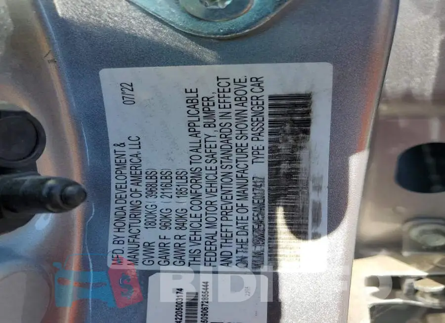 19XZE4F54NE017417 Photo# 12