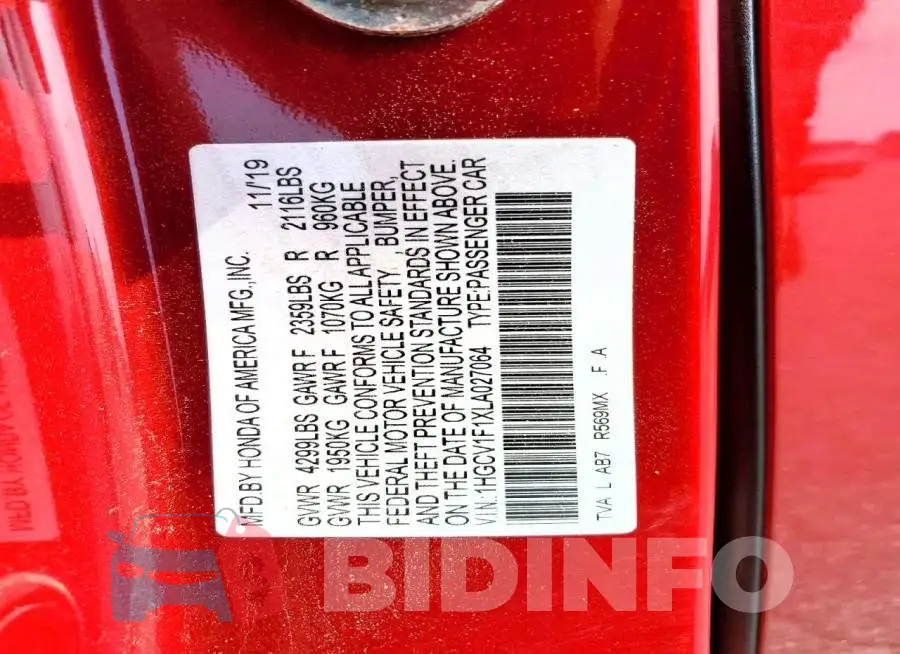 1HGCV1F1XLA027064 Photo# 12