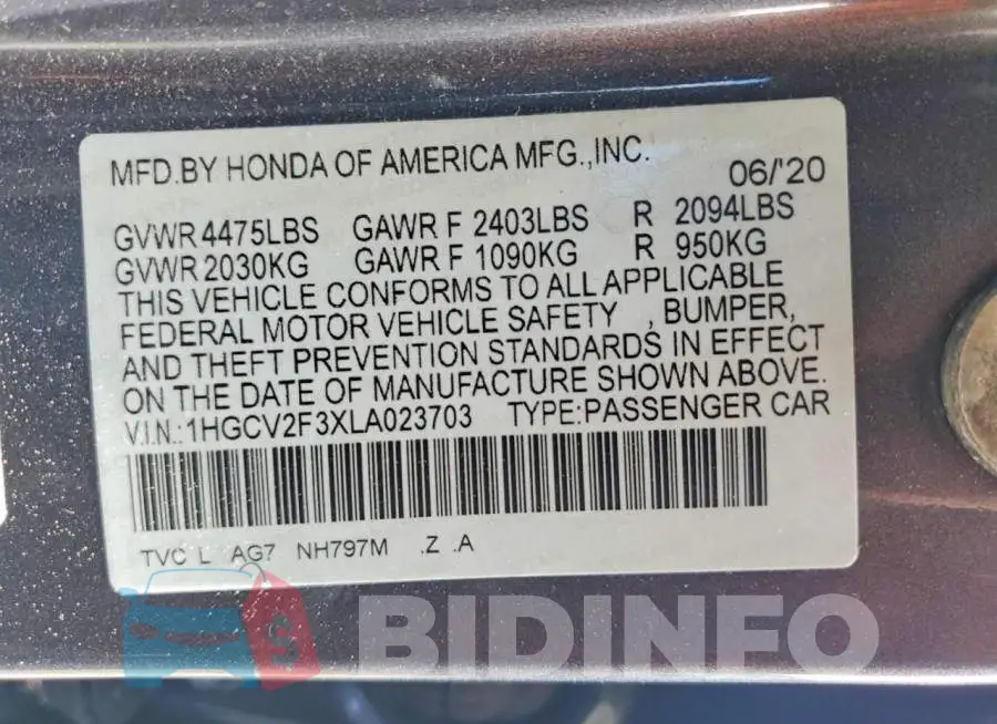 1HGCV2F3XLA023703 Photo# 12