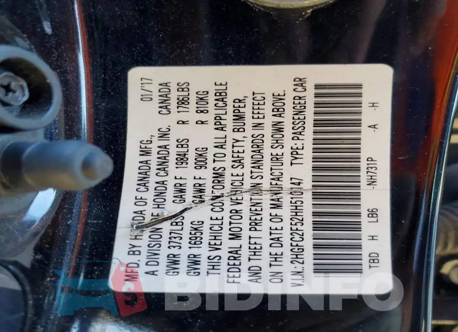 2HGFC2F52HH510147 Photo# 12