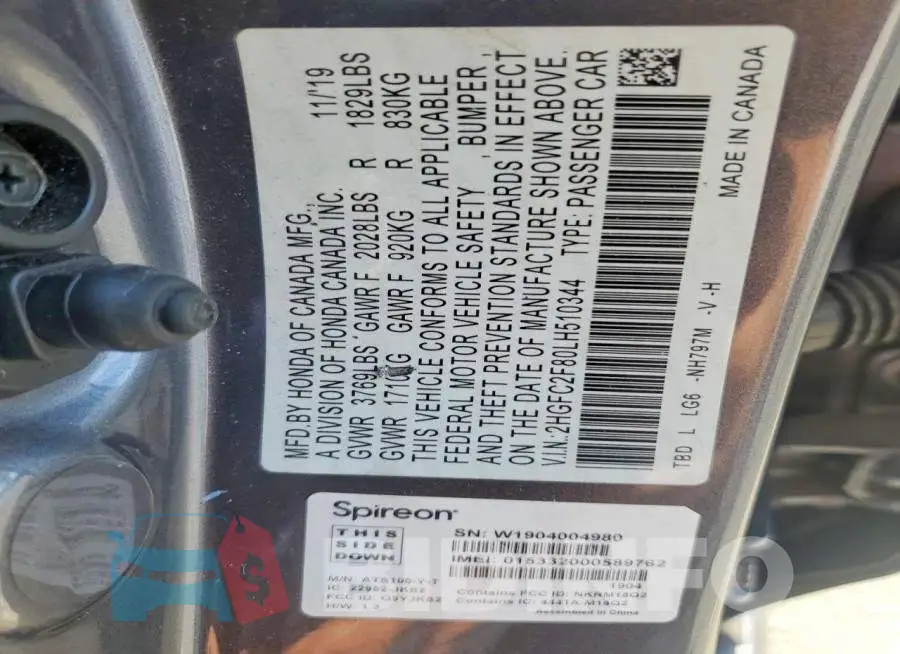 2HGFC2F80LH510344 Photo# 13