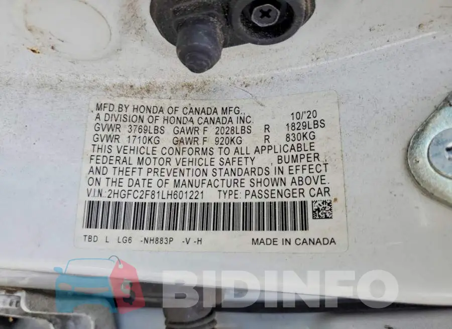 2HGFC2F81LH601221 Photo# 12