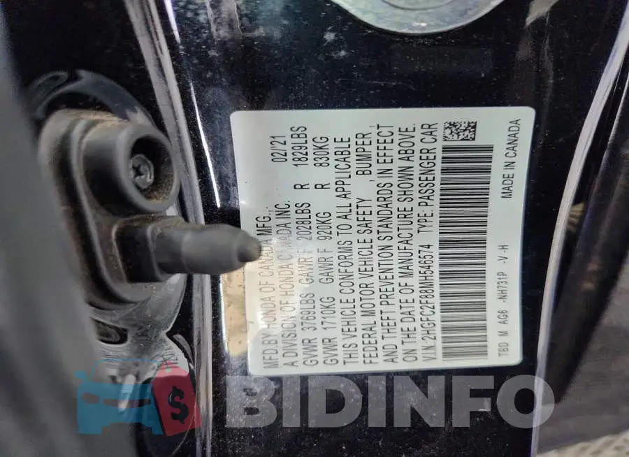 2HGFC2F88MH546574 Photo# 12