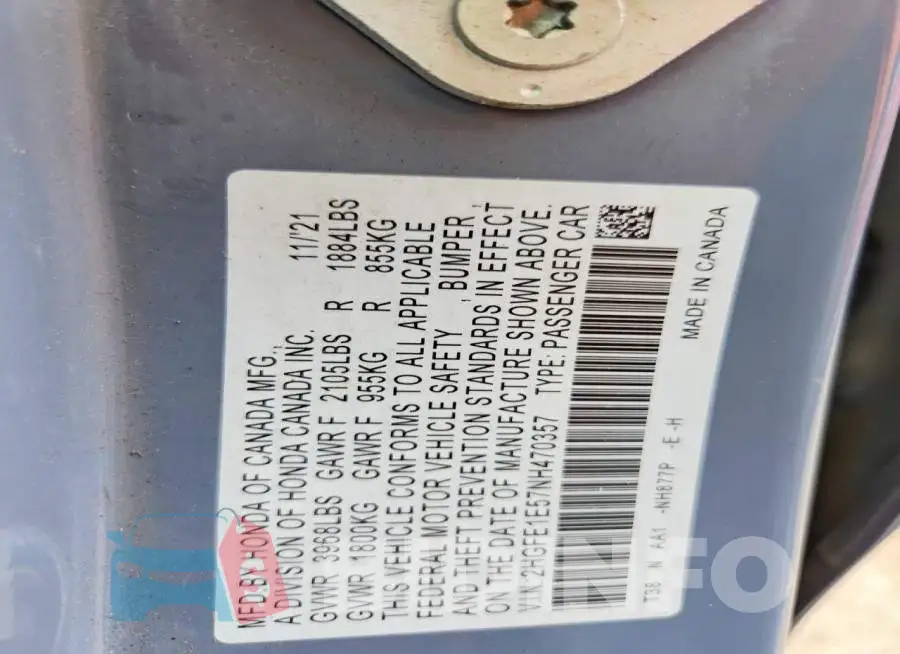 2HGFE1E57NH470357 Photo# 12