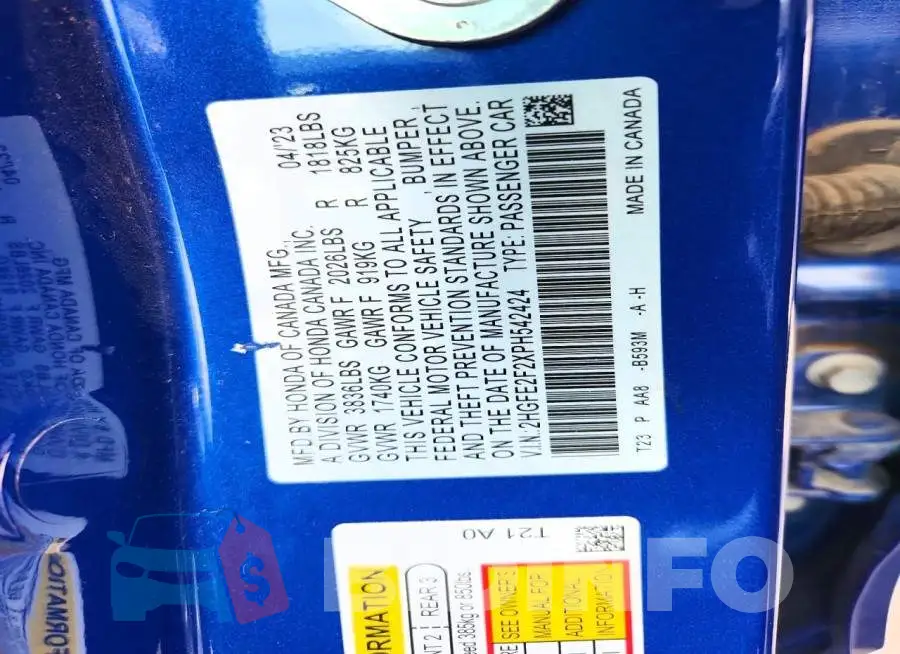 2HGFE2F2XPH542424 Photo# 12