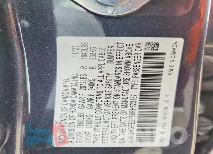 2HGFE2F58RH523187 Photo# 12