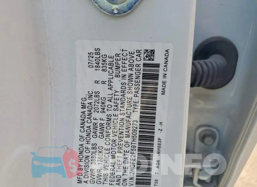 2HGFE2F59TH509273 Photo# 12