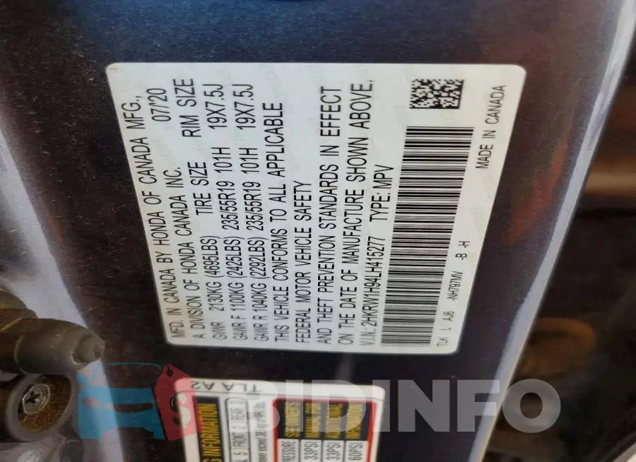 2HKRW1H94LH415277 Photo# 13