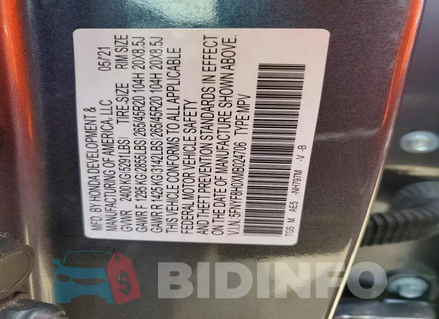 5FNYF8H0XMB024706 Photo# 12