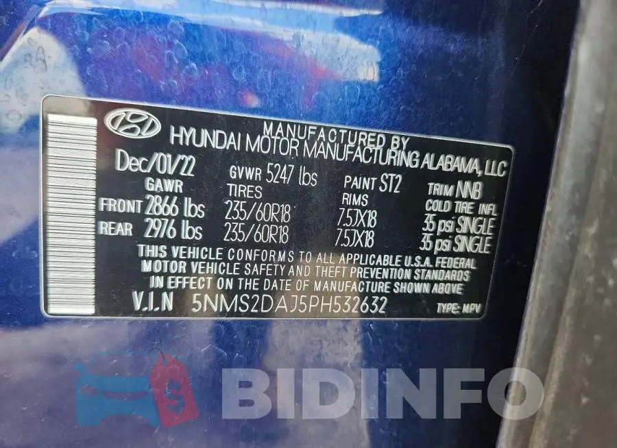 5NMS2DAJ5PH532632 Photo# 13