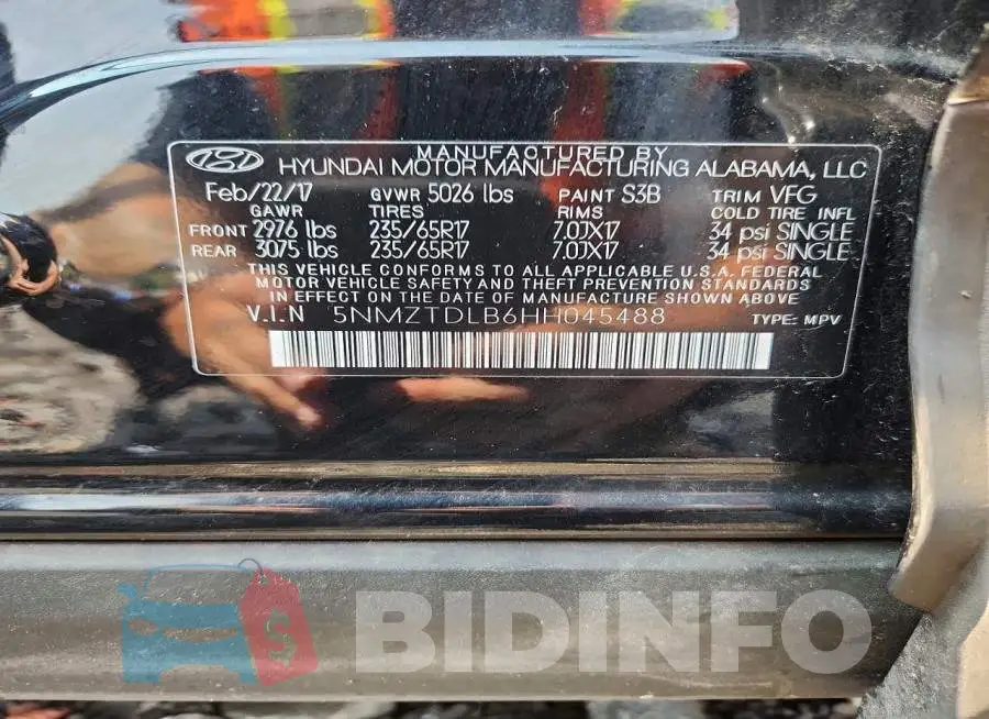 5NMZTDLB6HH045488 Photo# 14