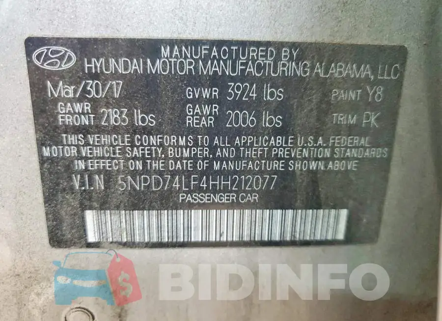5NPD74LF4HH212077 Photo# 12