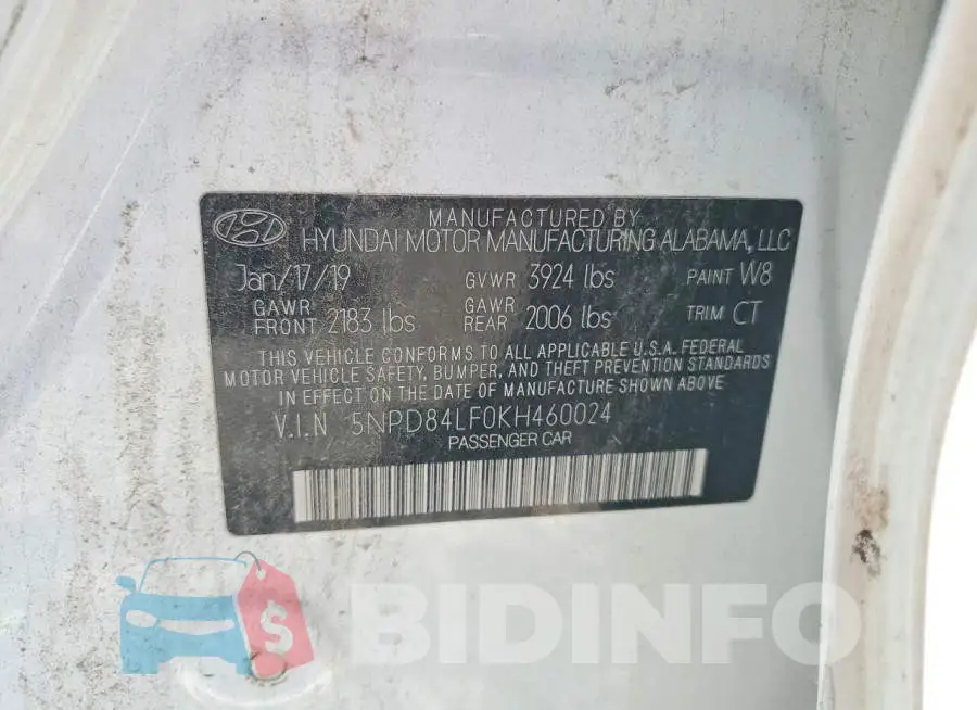 5NPD84LF0KH460024 Photo# 12