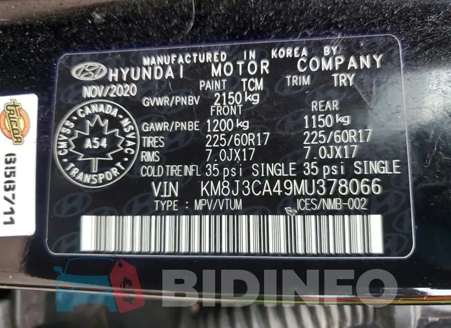 KM8J3CA49MU378066 Photo# 13