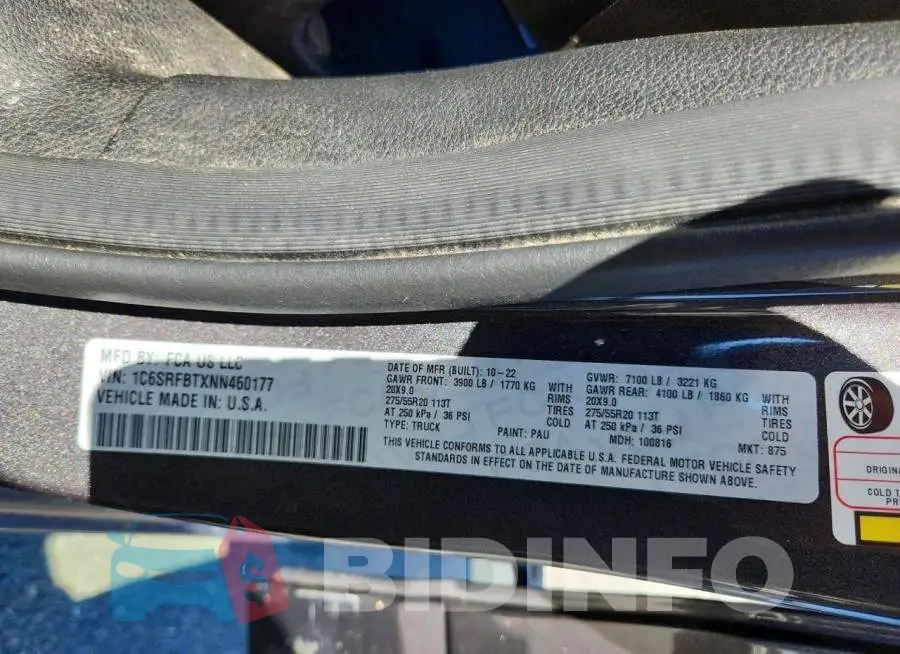1C6SRFBTXNN460177 Photo# 12