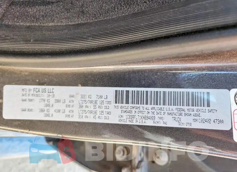 1C6SRFLT1KN694069 Photo# 12