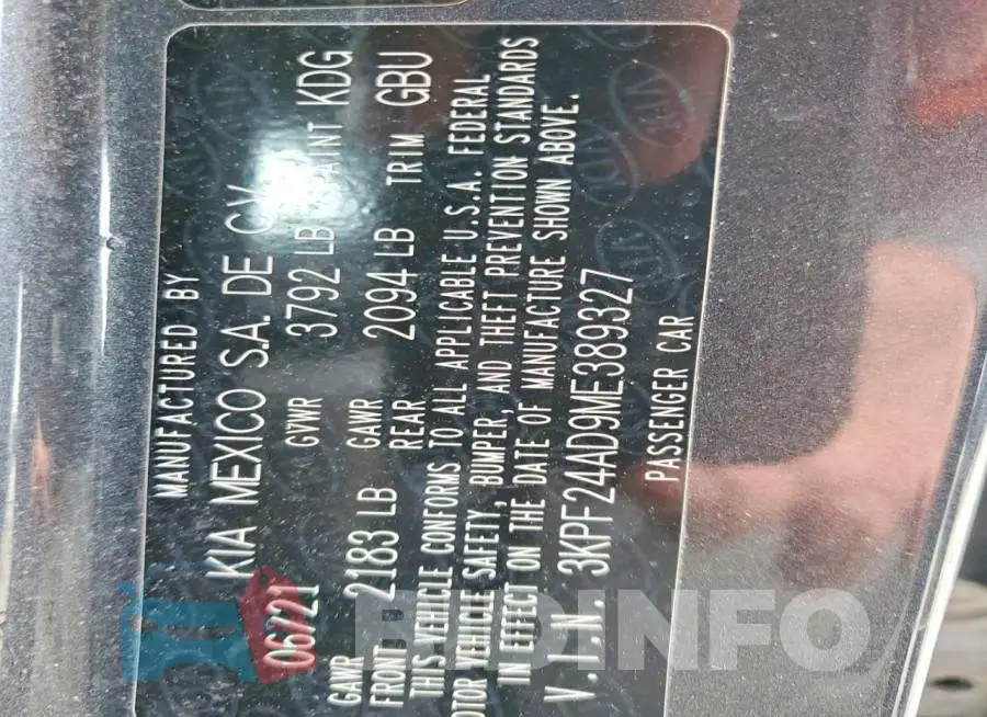 3KPF24AD9ME389327 Photo# 12
