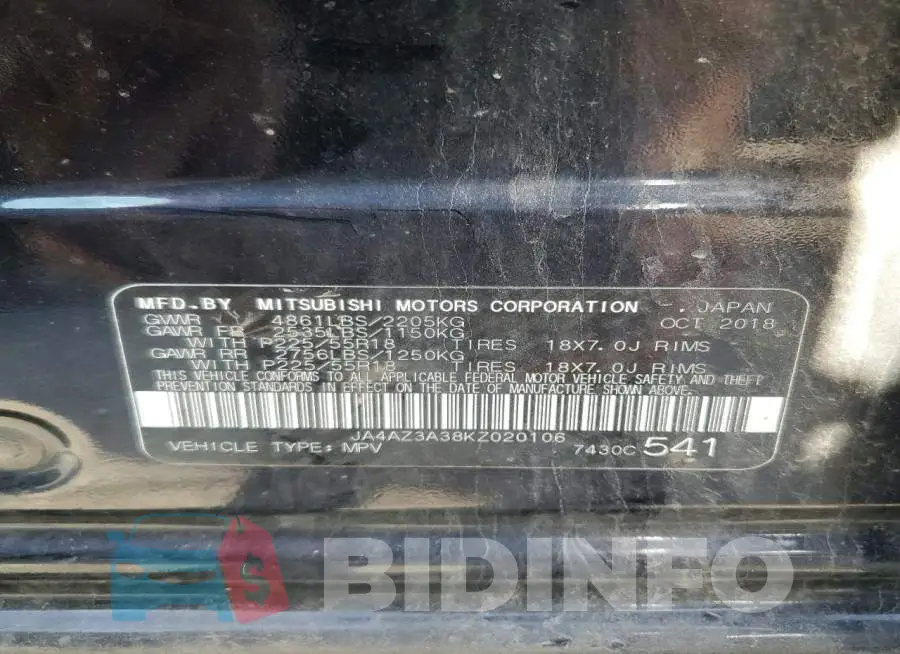 JA4AZ3A38KZ020106 Photo# 13