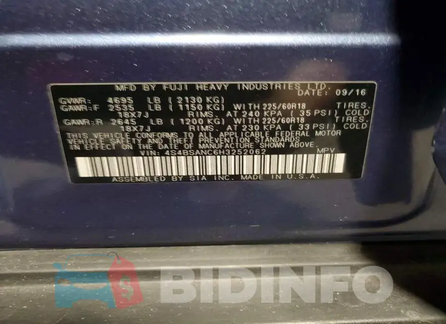 4S4BSANC6H3252062 Photo# 13
