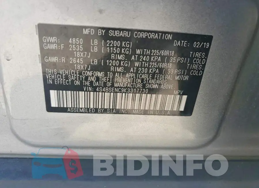 4S4BSENC9K3317730 Photo# 13
