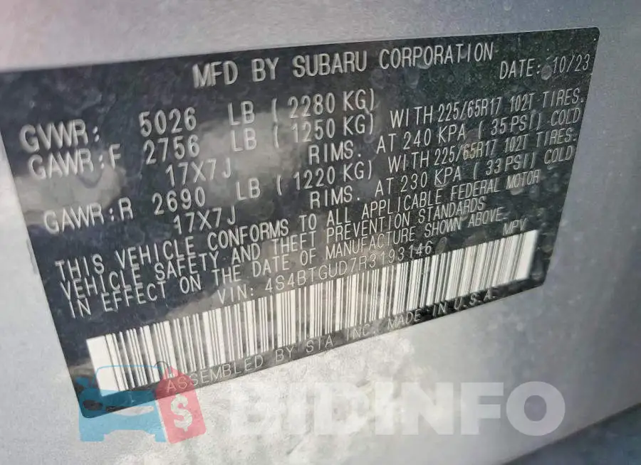 4S4BTGUD7R3193146 Photo# 13