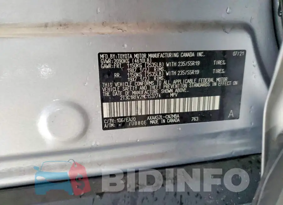 2T3C1RFV2MC153774 Photo# 13