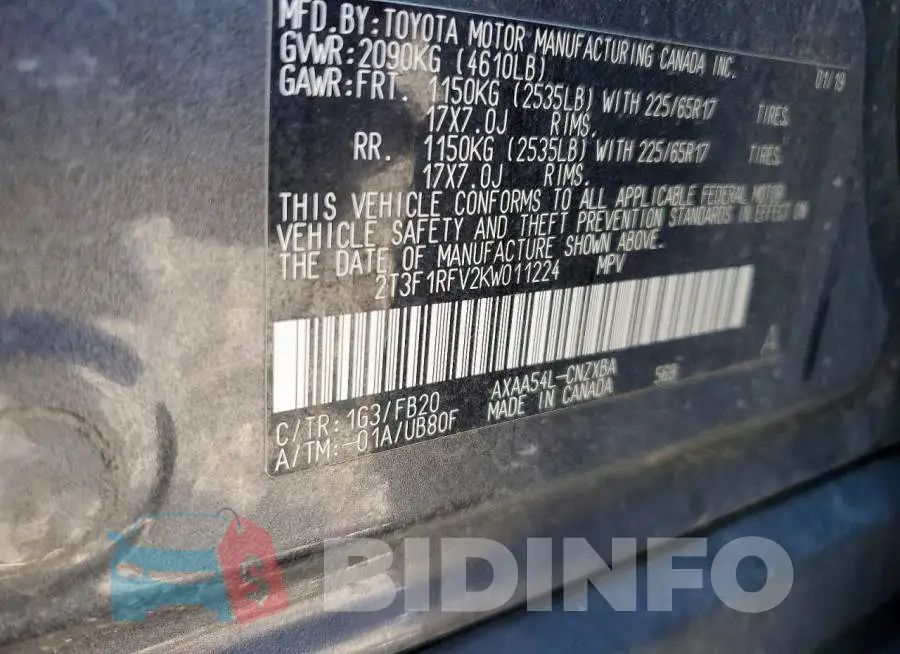 2T3F1RFV2KW011224 Photo# 13