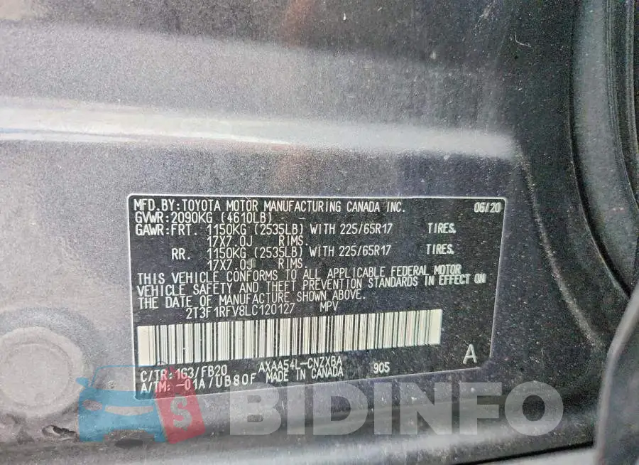2T3F1RFV8LC120127 Photo# 13