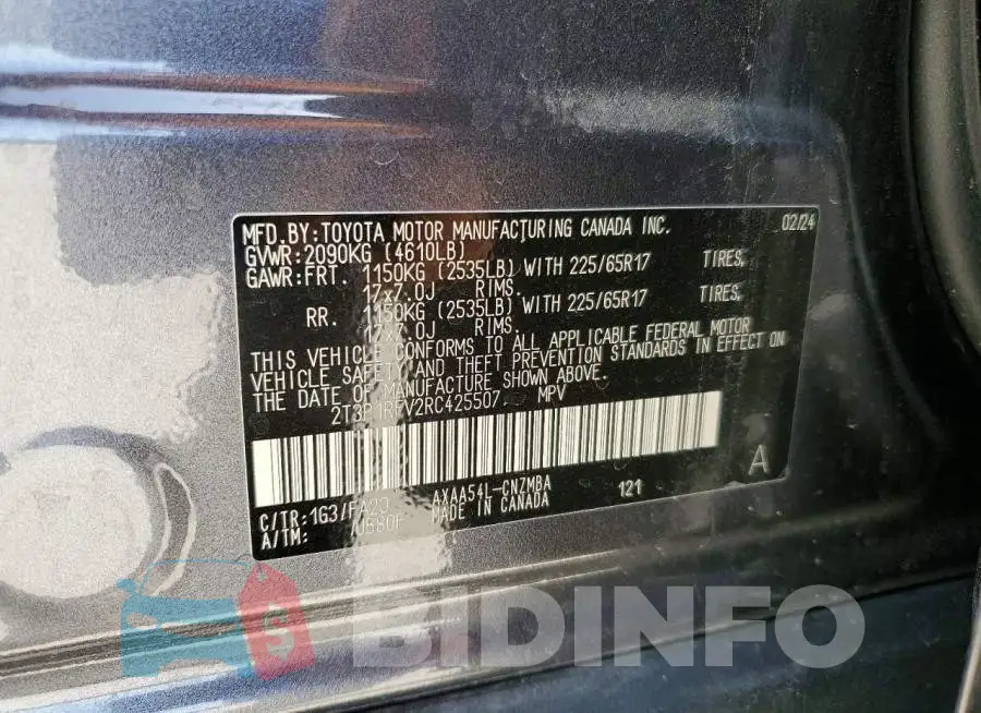 2T3P1RFV2RC425507 Photo# 12