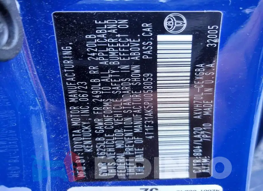 4T1F31AK5PU058059 Photo# 13