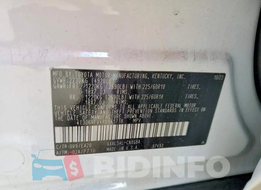4T3D6RFV4RU141718 Photo# 12