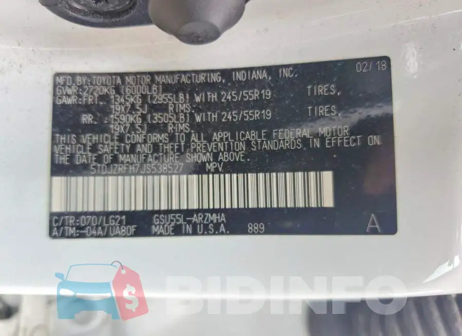 5TDJZRFH7JS538527 Photo# 13