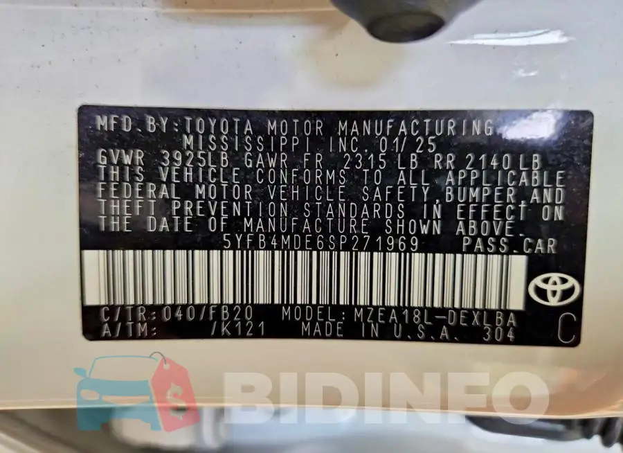 5YFB4MDE6SP271969 Photo# 13