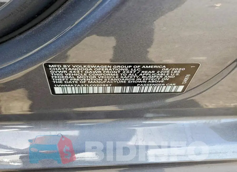 1VWMA7A37LC020987 Photo# 12