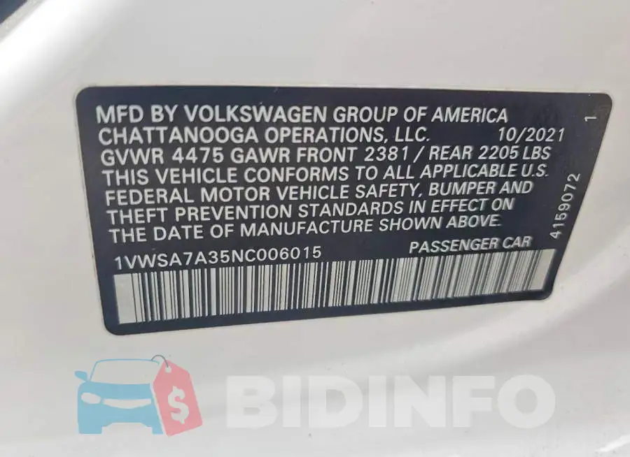 1VWSA7A35NC006015 Photo# 12