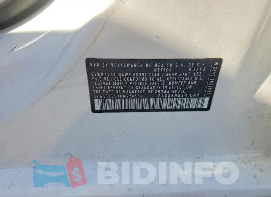 3VW5T7BU1KM228530 Photo# 12