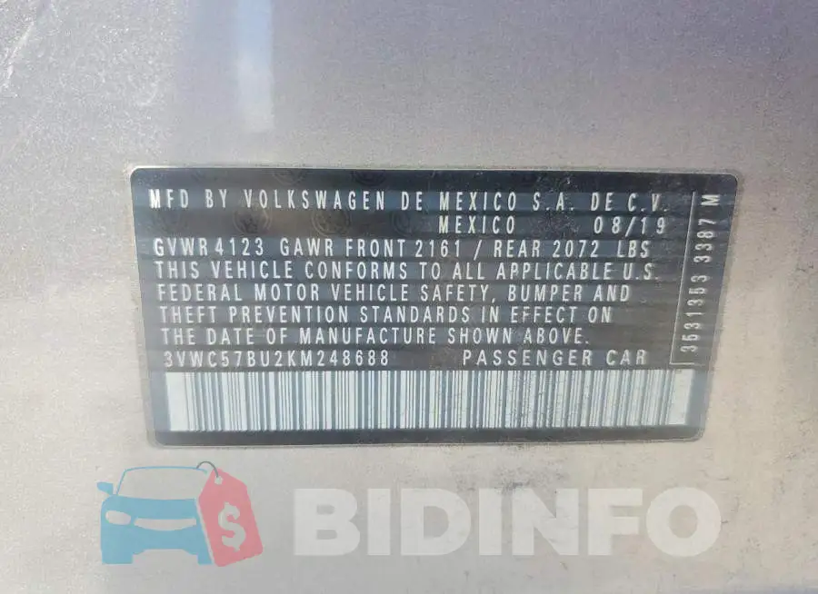3VWC57BU2KM248688 Photo# 12